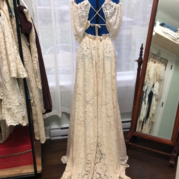 Reclaimed Lace Wedding Dress+ Vintage Slip - Picture 8 of 8